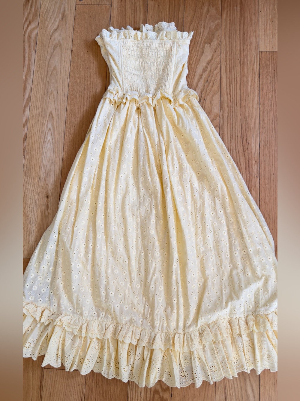 Altar'd State Lindsey Yellow Eyelet Ruffle Dress - Picture 2 of 9